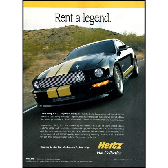 2006 Ford Shelby GT-H Mustang Hertz Rent a Car Vintage Print Ad Wall Art Photo - Picture 1 of 2